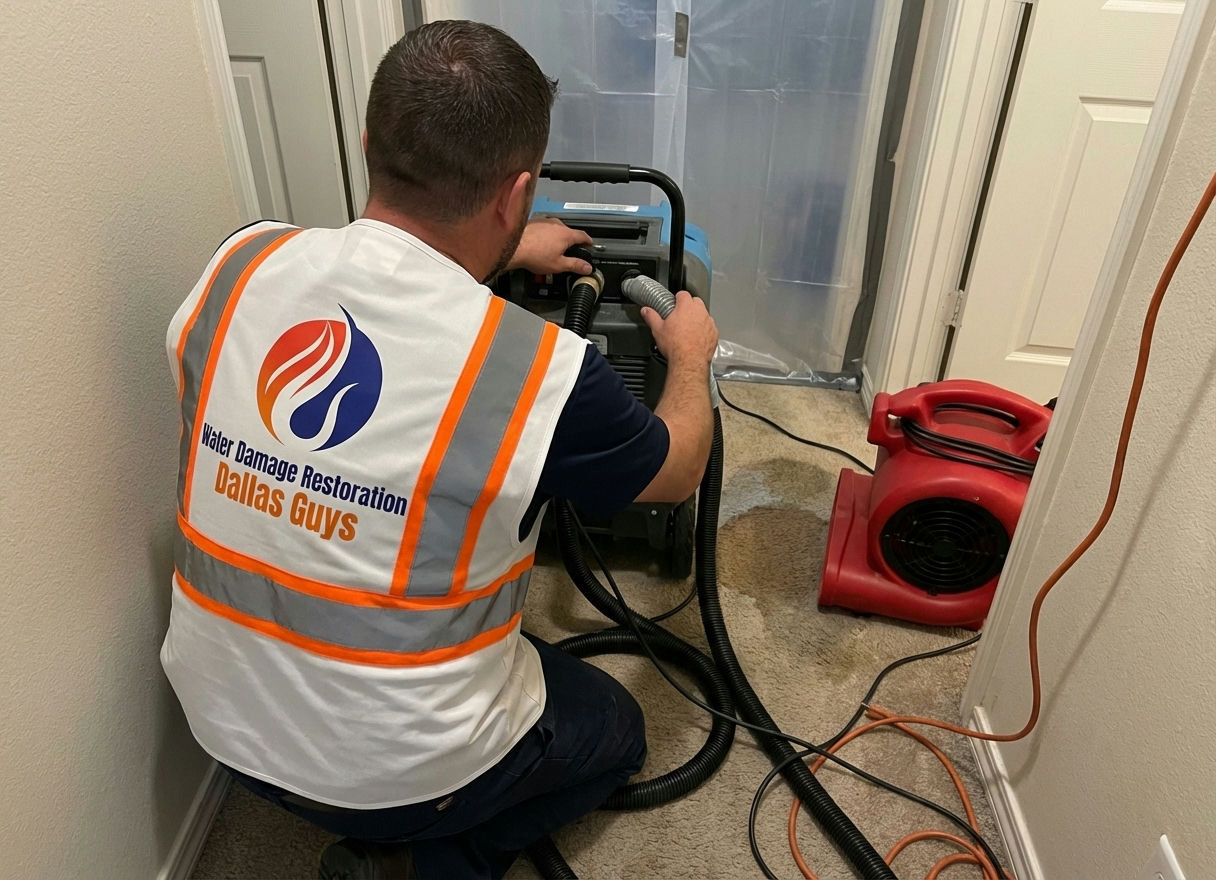 Water Damage Restoration Dallas Guys work photo